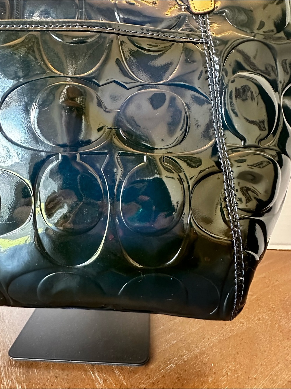 COACH Leah Rich Navy Patent Leather Tote w/ Hang Tag - Picture 16 of 16